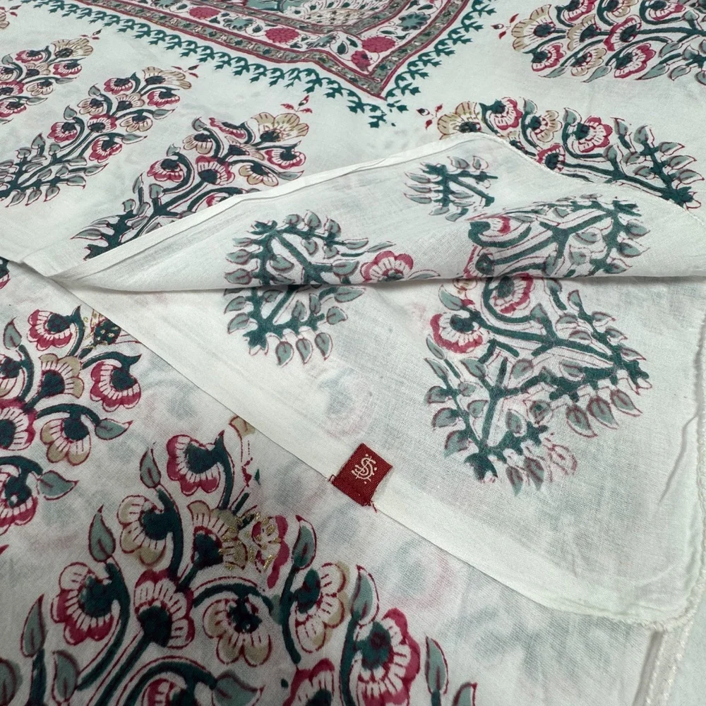 Indian‎ Hand Block Printed Cotton Scarf Or Sarong - 75